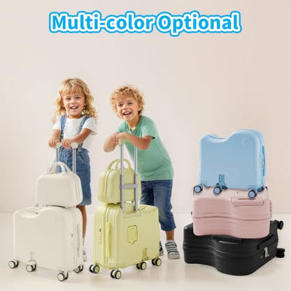 TABU Ride-on Luggage with Portable Bag for Kids, Blue - color: Blue