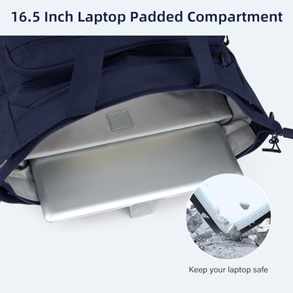HanTrip Large Laptop Tote Bag with Luggage Sleeve for Travel Work,Navy Blue - color: Navy Blue