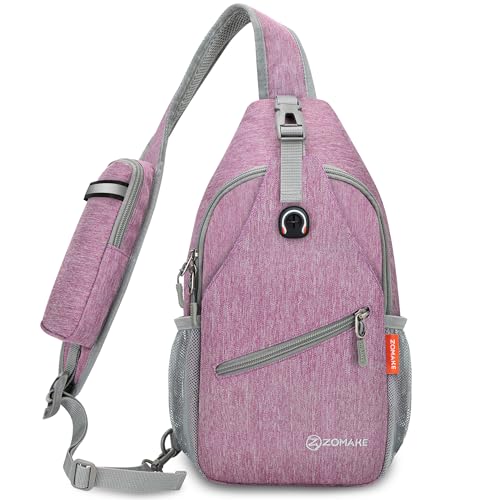 ZOMAKE Sling Bag,Small Crossbody Sling Backpack Shoulder Daypack for Travel - color: Purple, size: 7L
