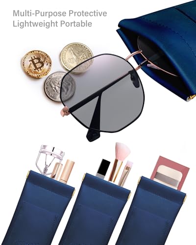Eyeglass Cases Soft 2 Pack - Squeeze Top Anti Scratch Sunglasses Soft Case for Reading Glasses/Sunglasses Storage. - color: Royal Blue