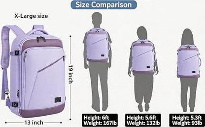 MATEIN Travel Backpack, Carry on Backpack with Detachable Shoulder Straps - color: Light Purple Grey, size: X-Large