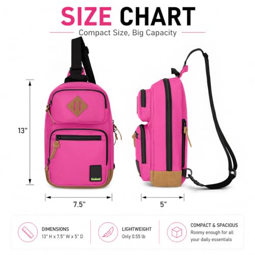 Sling Bag Crossbody Shoulder Bag for Men Women,Waterproof Lightweight Casual Daypack with Multi-Pockets - color: Rose