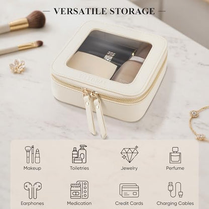 Small Clear Makeup Bag for Purse, Travel Cosmetic Case, Beige, Mini - color: Beige, size: Mini