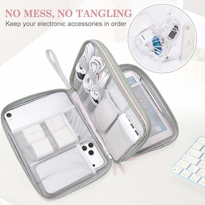 FYY Electronic Organizer, Travel Tech Pouch Bag, Extra Large, Light Pink - color: Light Pink, size: 10.8 x 8 x 3.15 inches