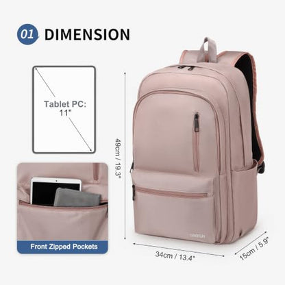Laptop Backpack for Men & Women 15.6 Inch Office Anti Theft, Pink - color: Pink