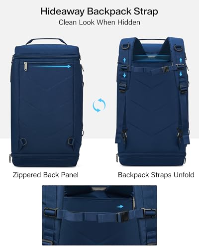 Hanke Duffle Bag for Travel, Dual Expandable 45L-55L Weekender Bags, Blue - color: Blue