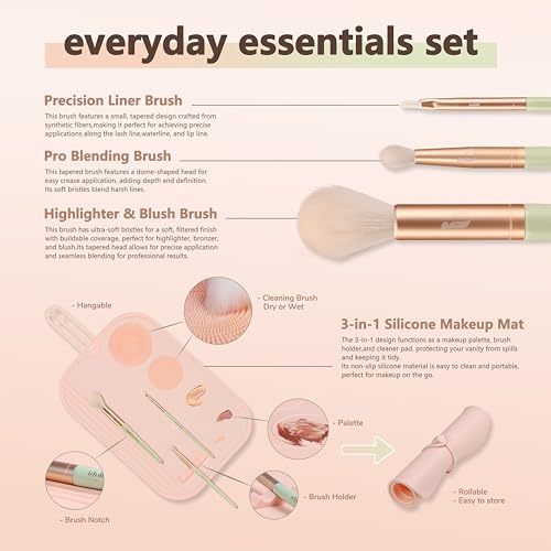 Travel Makeup Brush Set, Portable Makeup Kit with Pad Easy Clean Vegan Brush Set, ON THE GO Cosmetic Brushes Tools 4 Pcs for Women - size: Makeup Travel Set