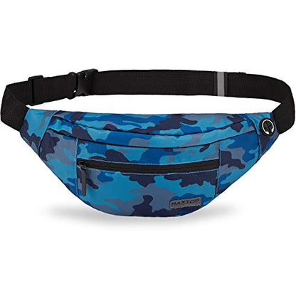 MAXTOP Camo Blue Fanny Pack for Men Cross Body Bag Carrying All Phones - color: Camo Blue