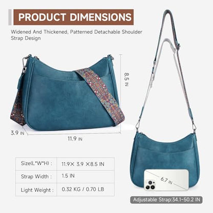 APHISON Trendy Leather Crossbody Purse, Women's Shoulder Handbag - color: 05-peacock Bule