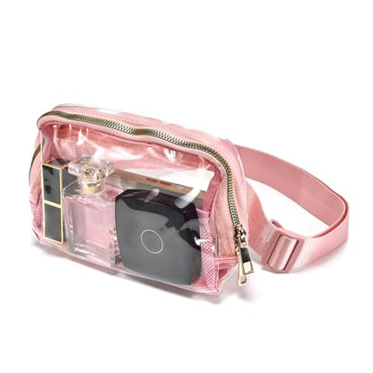 PREDAY Clear Fanny Pack Women Small Transparent Stadium Approved Belt Bag - color: Pink