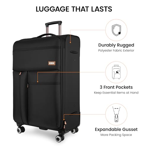 3-Piece Luggage Set(20/26/30in)-Expandable Luggage Set - color: Black, size: 3-Piece Set (20"/26"/30")