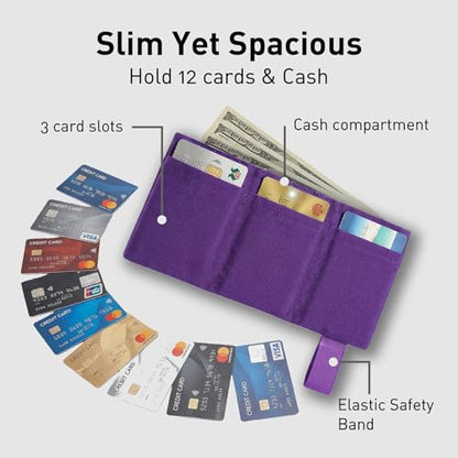 LIGHT FOLD Trifold Nylon Slim Wallet for Men, RFID Blocking Front Pocket - color: 02 Purple