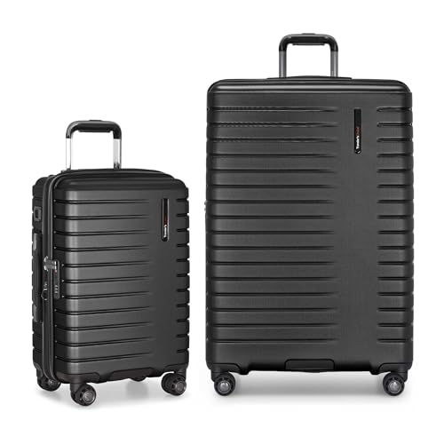 Traveler's Choice Archer Polycarbonate Hardside Spinner Luggage Set, Tie Down Straps, Black, 2-Piece - color: Black, size: 2-Piece Set
