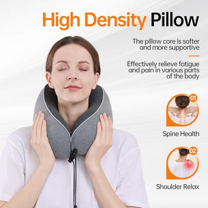 Travel Neck Pillow for Sleeping,100% Pure Memory Foam, Soft Head Support - color: Grey