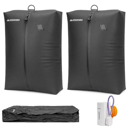 Vacuum Bag for Travel,IPX8 Waterproof Reusable Compression Bags - color: Deep Black, size: 2 PC -With Pump