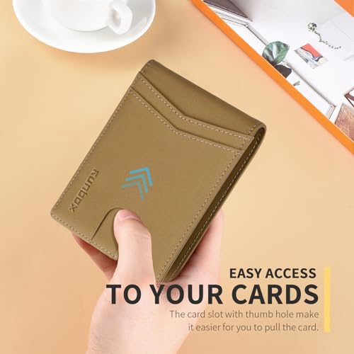 RUNBOX Wallet for Men -Slim Rfid Leather Mens Bifold Novelty Wallets 2 ID Window With Gift Box Men's Accessories - color: Shepherd Khaki