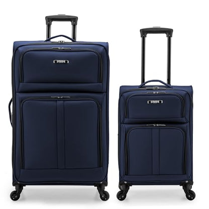 U.S. Traveler Anzio Softside Expandable Luggage with Spinner Wheels, Navy, 2-Piece Set (22/30) - color: Navy, size: 2-Piece Set (22/30)
