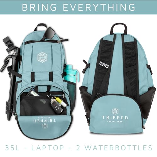 TRIPPED Travel Gear 35L Packable Travel Backpack for All-Day Comfort - color: Teal