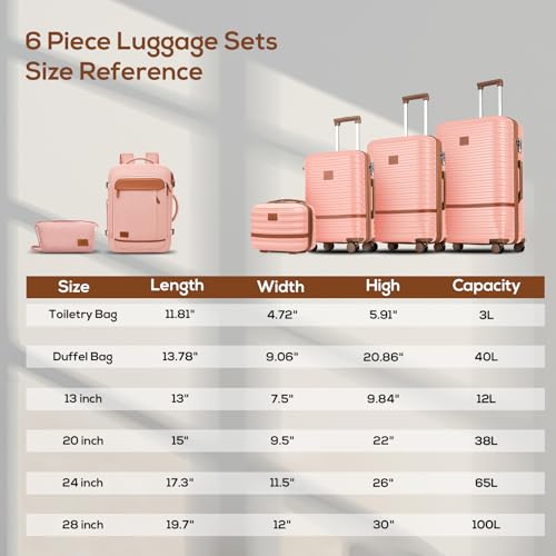 Joyway Expandable Luggage Sets 5 Piece, Lightweight Hard Shell Travel Suitcase Set with Spinner Wheels and TSA Lock (5 piece set，Pink) - color: Pink, size: 5 piece set