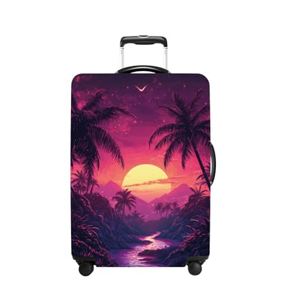 Coconut Trees Luggage Cover Washable Suitcase Protector Anti-scratch Suitcase cover Fits 32-34 Inch Luggage XL - color: Coconut trees, size: XL(32-34inch suitcase)
