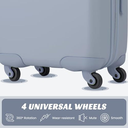 Goplus Carry On Luggage, 20 Inch Lightweight 100% PC Hardshell Suitcase with TSA Lock, Height Adjustable Handle, Spinner Wheels, Airline Approved Luggage for Travel, Business (Light Steel Blue)