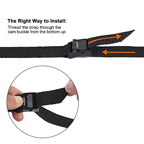 Ayaport Adjustable Lashing Straps with Buckles 0.75" x 6', 4 Pack - color: Black, size: 0.75'' x 6'