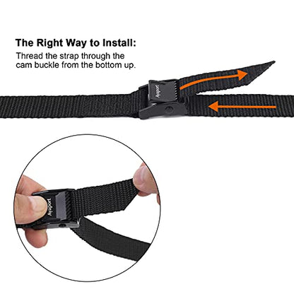 Ayaport Lashing Strap Tie Down Straps with Adjustable Cam Buckle Nylon Cinch Strap for Packing Cargo, Bike, Luggage Black 2 Pcs (Black, 0.75'' x 4') - size: 0.75" x 4'