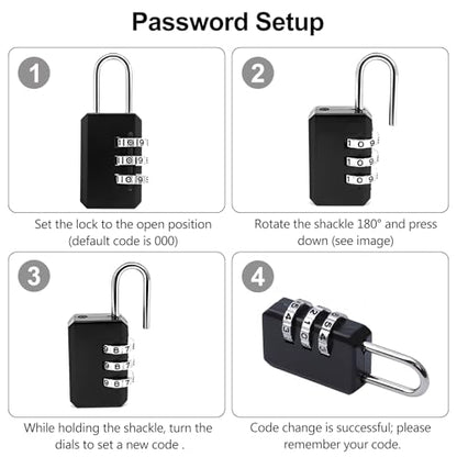 2-Pack Customizable Black Luggage Locks – Set Your Own Combination, Secure Travel Padlocks for Suitcases, Backpacks, and Bags