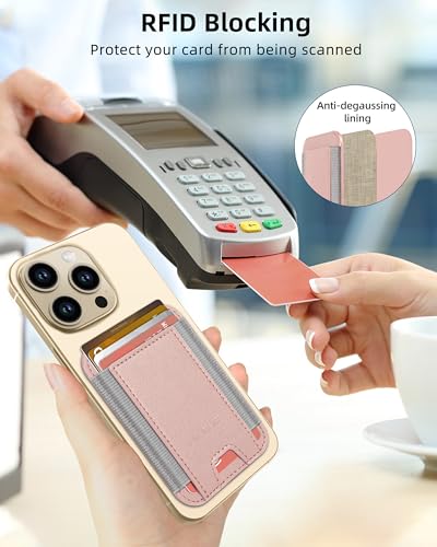HiWe for MagSafe Wallet, 7 Cards Holder, RFID Blocking, Stronger Magnets - color: Gold Wallet - Grey Band