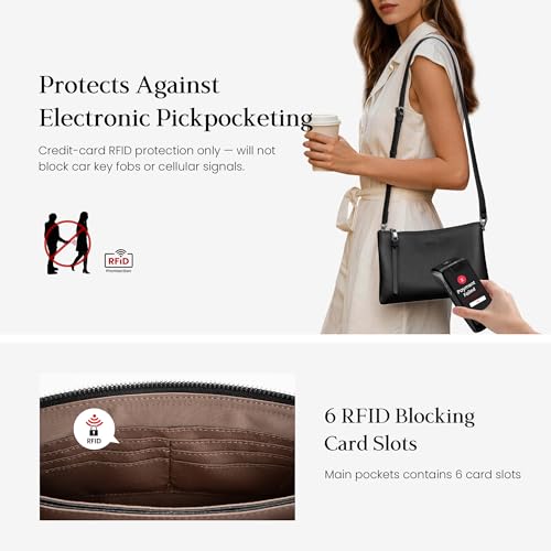 befen Genuine Leather Crossbody Bags for Women, Small RFID Leather Purses - color: Black