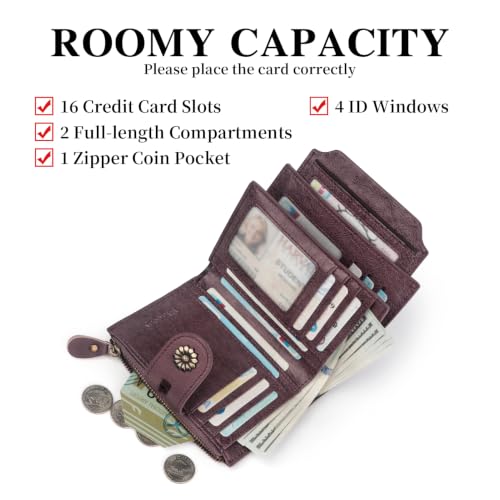Womens Wallet Leather RFID Blocking Small Card Holder Wallet Purple - color: c4-purple