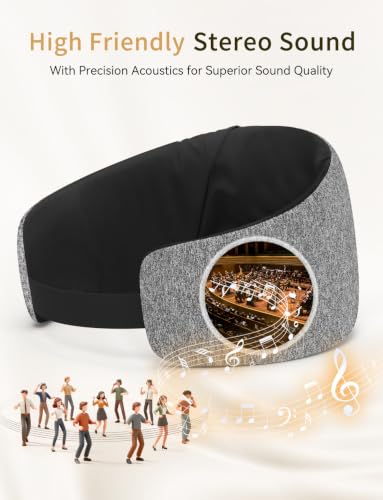 Sleep Headphones Bluetooth 6.0 Sleep Mask for Side Sleepers, 20H Playtime - color: Star Grey