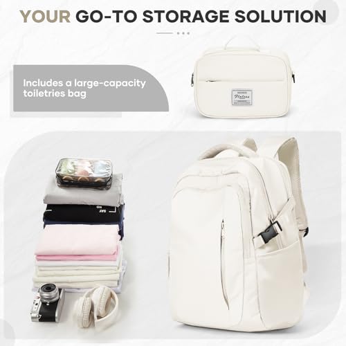 suwasp Travel Backpack for Women Airline Approved Carry On, Large Laptop Backpack for Men, Flight Approved Luggage Backpack (Beige-with Toiletry Bag) - color: Beige-with Toiletry Bag