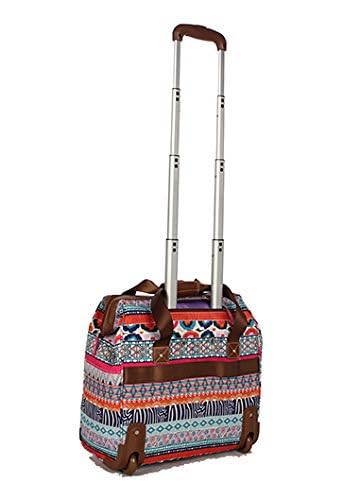 Lily Bloom Designer Under the Seat Tote Cabin Luggage Collection - 15 Inch Patterned Carry on Bag For Women - Lightweight Suitcase with 2 Rolling Spinner Wheels (Tribal Stripe) - color: Tribal Stripe