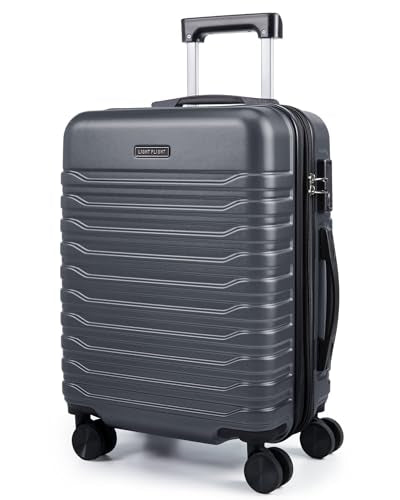 LIGHT FLIGHT Expandable 20" Carry On Luggage 22x14x9, TSA Lock, Gray - color: Gray
