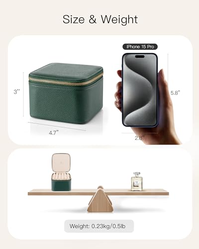 VLANDO Travel Jewelry Organizer with 6 Clear Velvet Zipper Pouches,Green - color: B.6 PCS Green