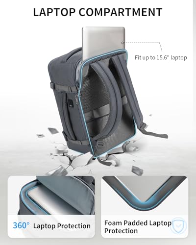 ECOHUB Travel Backpack Airlines Approved Personal Item Bag Carry On Backpack - color: Grey, size: 18 inch underseat