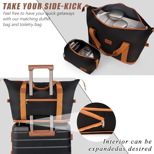 Cosbarn Luggage Sets 5 Piece, Hardshell Suitcases with Wheels, TSA Lock - color: Black