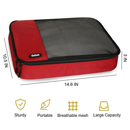 Packing Cubes for Travel,4 Set Packing Cubes for Suitcases,Lightweight Mesh Luggage Organizer Bag with Double Zipper,Red - color: Red