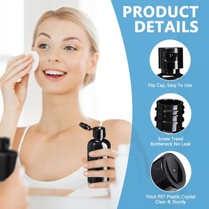 Domensi 36 Pcs 2 oz Black Travel Squeeze Bottles with Lids - size: 2 oz