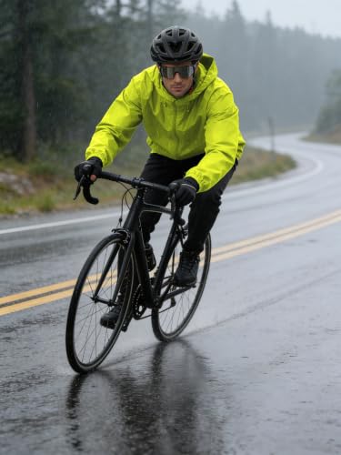 UIQUR Mens Raincoat Waterproof Rain Jacket - color: Fluorescent Green, size: XX-Large