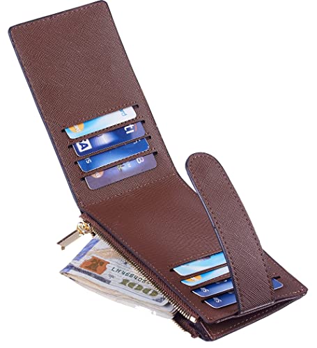Chelmon Women's RFID Slim Card Holder Wallet - color: Deep Brown