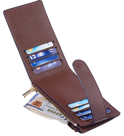 Chelmon Women's RFID Slim Card Holder Wallet - color: Deep Brown