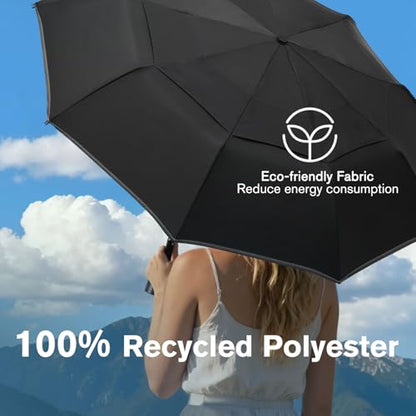 G4Free 42 Inch Eco Windproof Umbrella for Rain Strong Compact Umbrellas - color: Black