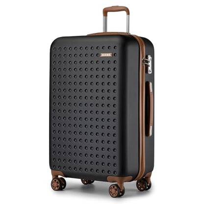 Kono 28 Inch Hard Shell Checked Luggage, 4 Spinner Wheels Suitcase, Black - color: Black, size: Checked-Large 28-Inch