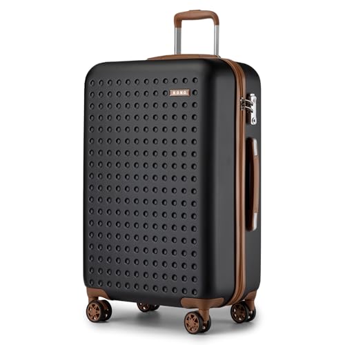 Kono 28 Inch Hard Shell Checked Luggage, 4 Spinner Wheels Suitcase, Black - color: Black, size: Checked-Large 28-Inch