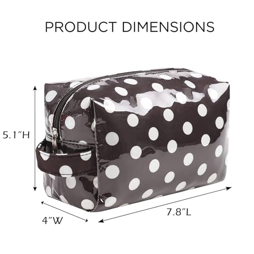 PVC Polka Dots Makeup Bag,Easy to Clean,Waterproof Clear Coated Cosmetic Bag,Cute Travel Organizer Zipper Pouch for Beach Vacation Essentials(04White Dots) - color: 04White Dots