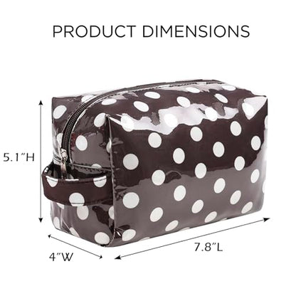 PVC Polka Dots Makeup Bag,Easy to Clean,Waterproof Clear Coated Cosmetic Bag,Cute Travel Organizer Zipper Pouch for Beach Vacation Essentials(04White Dots) - color: 04White Dots