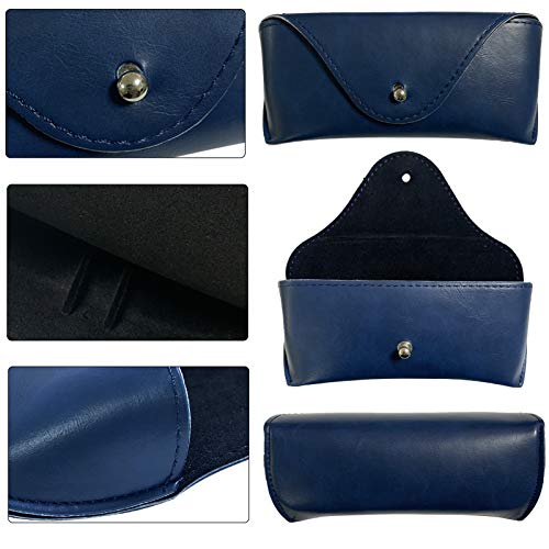 LogHog Portable Leather Glasses Case,Flexible Sunglasses Pouch Slim Case for Women Men Horizontal Eyeglass Case - color: Ink-blue