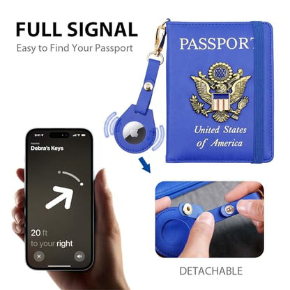 Passport Holder for Travel,Passport Cover Case with RFID (dark blue) - color: dark blue